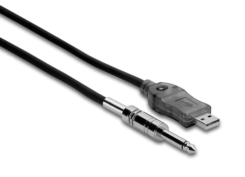 Hosa USQ-110, TRACKLINK Guitar USB Interface 1/4-inch TS Male to USB Type A - 10 Feet - Hollywood DJ