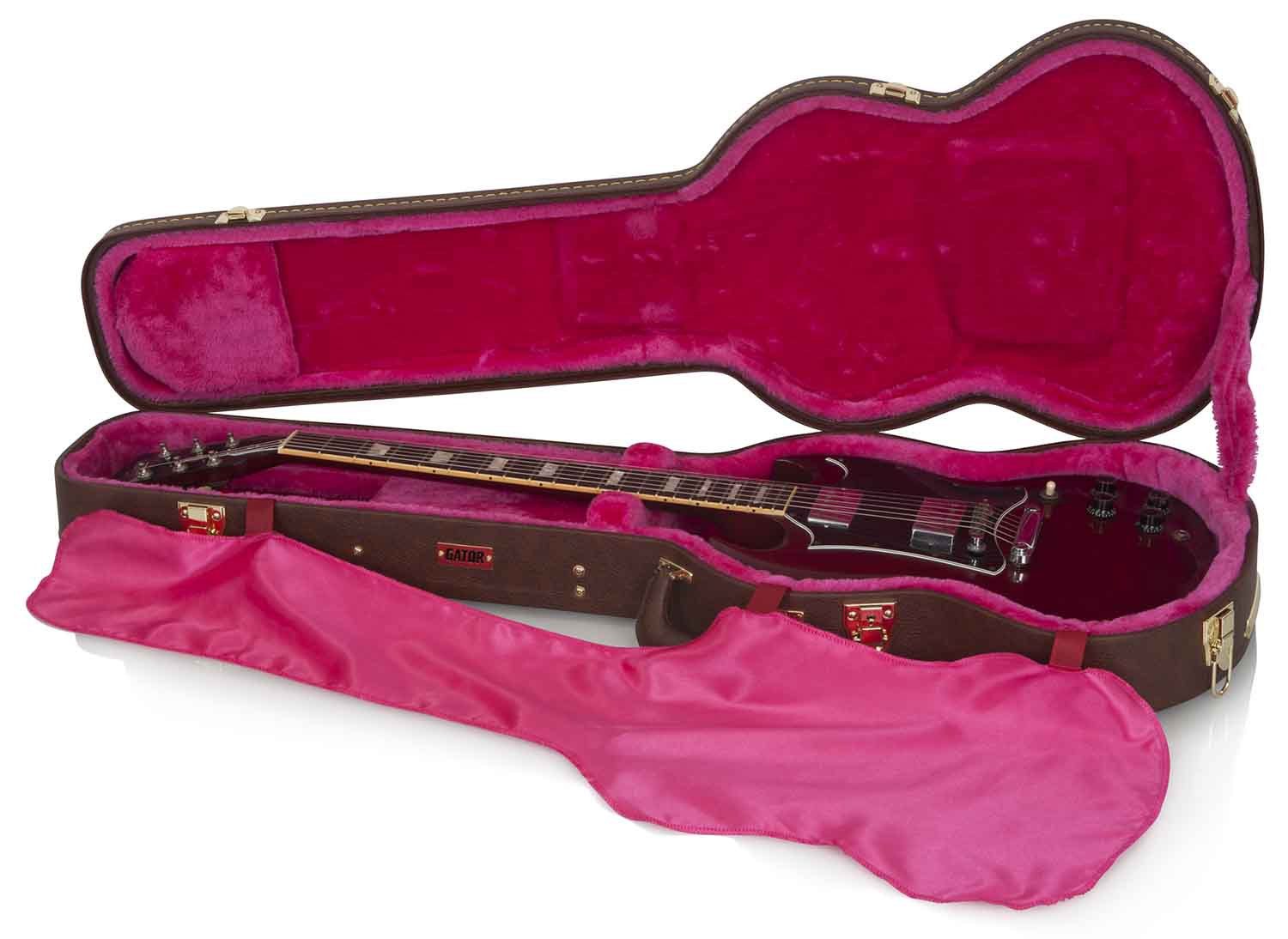 Gator Cases GW-SG-BROWN Deluxe Wood Case for Electric Solid Guitar - Brown - Hollywood DJ
